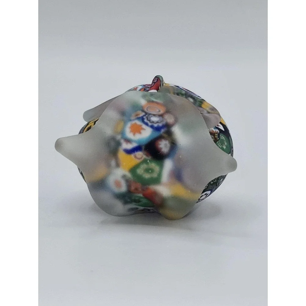 Murano Glass Millefiori Owl Figurine Frosted Paperweight‎ 2.75
